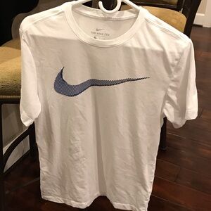 Nike Men's White Tee with Navy Logo